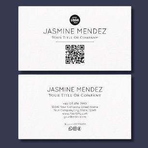 Weiße minimale moderne QR-Code-Logo-Sozialsymbole Visitenkarte