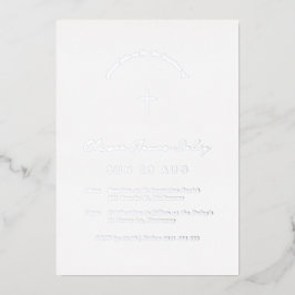Weiße Minimale Taufe Christening Cross Einladung