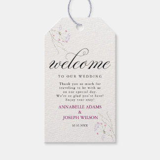 Weiße minimalistische Aquarell-Blumen-Hochzeit Geschenkanhänger