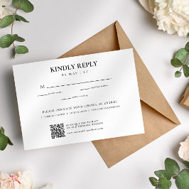 Weiße Minimalistische Hochzeit RSVP Karte