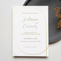 Weiße minimalistische moderne Bogenhochzeit Gold