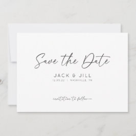 Weiße minimalistische Save-The-Date-Einladung Einladung