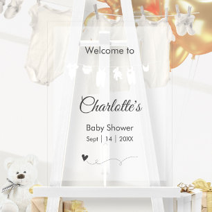 Weiße Minimalistische Transparente Moderne Babypar Acrylschild