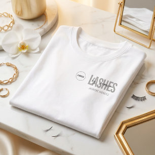 Weiße minimalistische Wimpern-Künstler-Logo-Mitarb T-Shirt