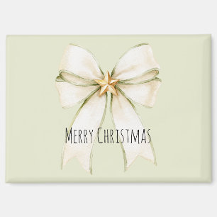 Weiße Minze Schleife Gold Stern Weihnachten Magnet
