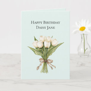 Weiße Minze Tulpen Blumen Geburtstag Karte