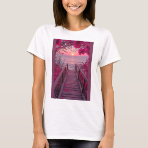 Weiße Misch-T-Shirt mit rosa Design T-Shirt