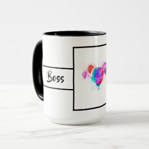 Weiße moderne Chefin Damen Ballon Klingel 15oz Tasse