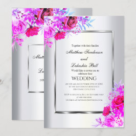 Weiße moderne Elegante Weddin-Rose mit Blumen Einladung