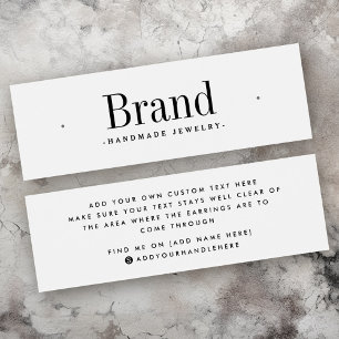 Weiße moderne minimale Ohrring-Display-Karte