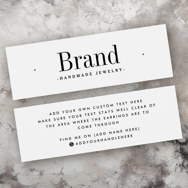 Weiße moderne minimale Ohrring-Display-Karte (White modern minimal stud earring display card)