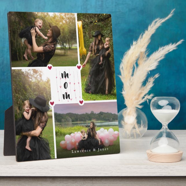 Weiße moderne Personalisierte Liebe Sie Collage Fo Fotoplatte (Seite)