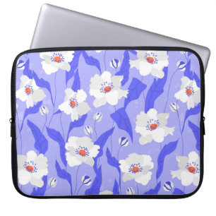 Weiße Mohnblüte Blume nahtlos. Schöne ha Laptopschutzhülle