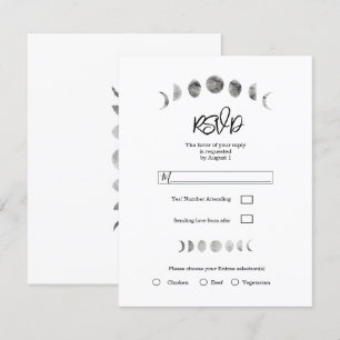 Weiße Mondphasen Aquarell Minimale Hochzeit RSVP  Einladung