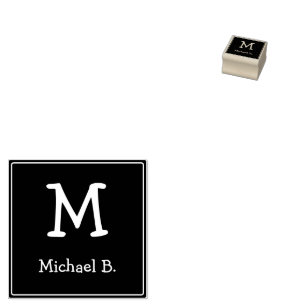 Weiße Monogramm und Name auf dem grünen abgerundet Gummistempel