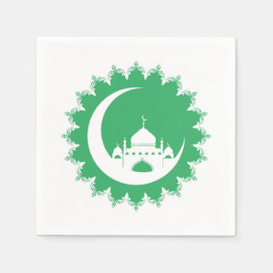 Weiße Moschee im Crescent Moon Ramadan Serviette