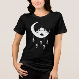 Weiße Moschee in Crescent Moon Fanous Ramadan Tri-Blend Shirt