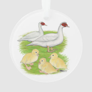 Weiße Moschusenten-Familie Ornament