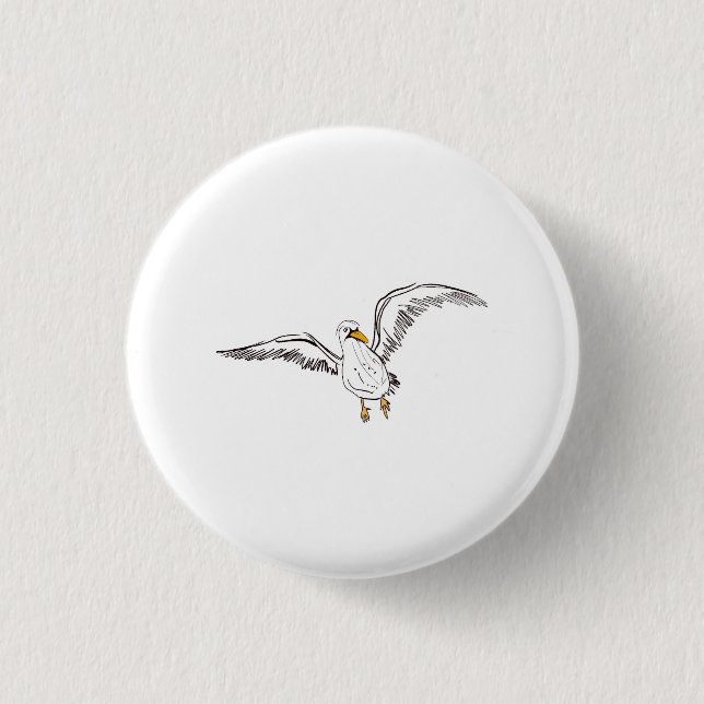 Weiße Möwe Vogel Button (Vorderseite)