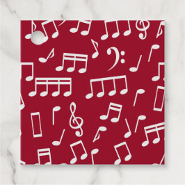 Weiße Musiknoten auf Geschenketiketten mit rotem H Geschenkanhänger