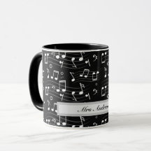 Weiße Musiknoten auf schwarzem Hintergrund 