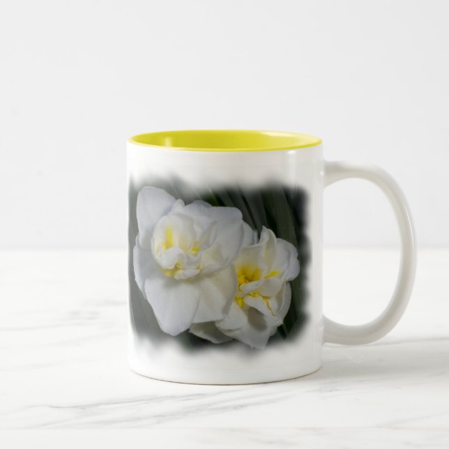 Weiße Narzisse Daffodil Zweifarbige Tasse (Rechts)