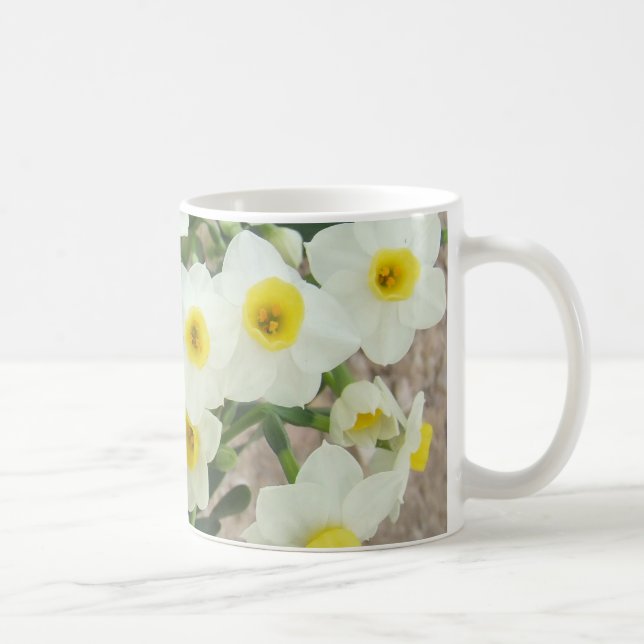 Weiße Narzissen-Blumen-Tasse Kaffeetasse (Rechts)
