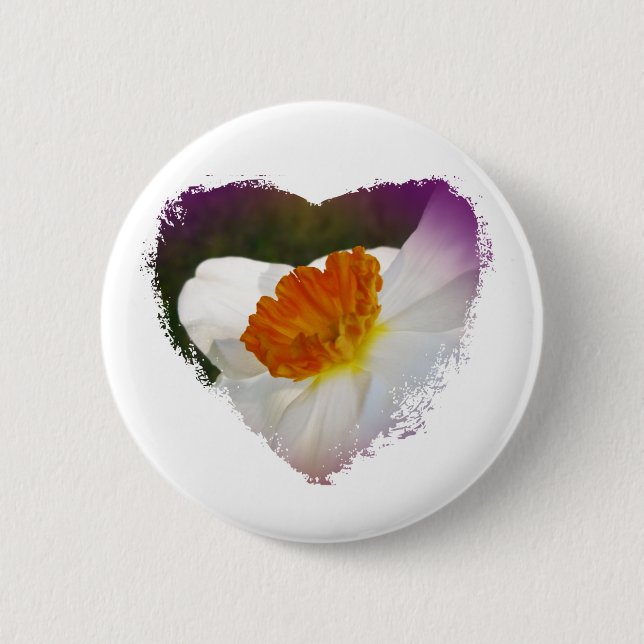 Weiße Narzissen Blumenkoordinierte Objekte Button (Vorderseite)