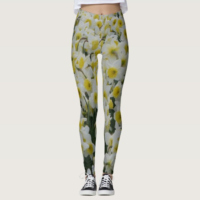 Weiße Narzissen Legging Leggings (Vorderseite)