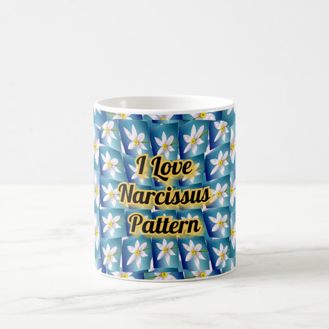 Weiße Narzissenmuster Kaffeetasse (Mittel)