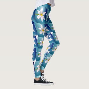 Weiße Narzissenmuster Leggings