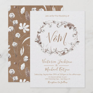 Weiße Natur-Kranz-Hochzeitseinladungen Einladung