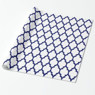 Weiße Navy XL marokkanische Quatrefoil #4 Geschenkpapier