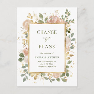 Weiße neutrale Flora   Planänderungen bei Hochzeit Postkarte