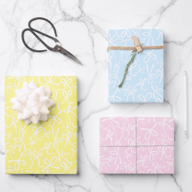 Weiße, Niedliche Weiße Bögen Muster PastellOstern Geschenkpapier Set (Vorderseite)