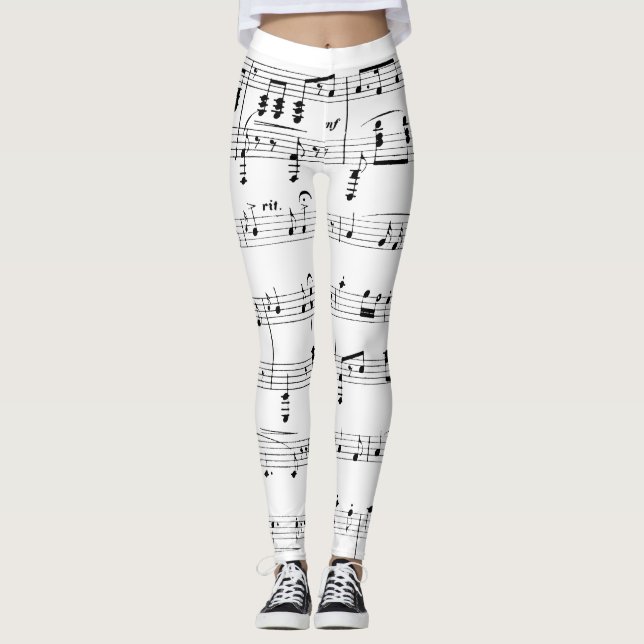 Weiße Noten Leggings (Vorderseite)