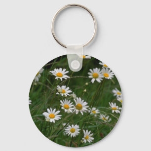 weiße Ochsenaugegänseblümchen-Blumen Schlüsselanhänger