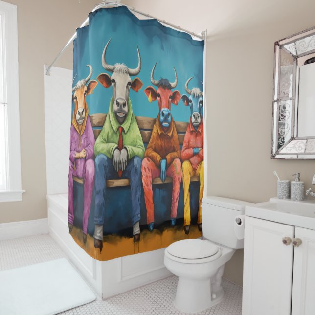 Weiße Ochsenfarm Duschvorhang (Beispiel)