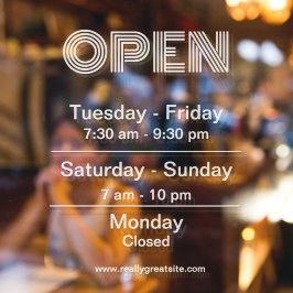 Weiße Öffnungszeiten - transparenter Hintergrund Fensteraufkleber