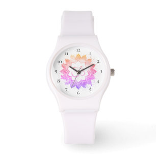 *~* Weiße Om Lotus-Blume Mandala New Age Armbanduhr