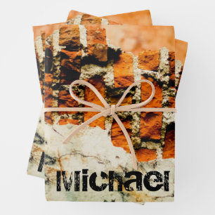 Weiße orange Coole Ziegelwand Grafiti Benutzerdefi Geschenkpapier Set
