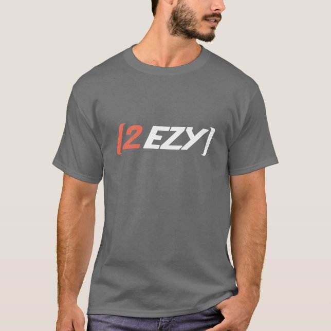 Weiße Orange des Logos 2 EZY Männer auf grauem T - T-Shirt (Vorderseite)