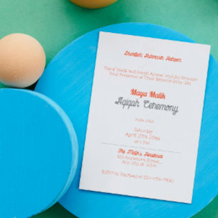 Weiße Orange Solid Color Schlicht, Aqiqah Baby Dus Einladung