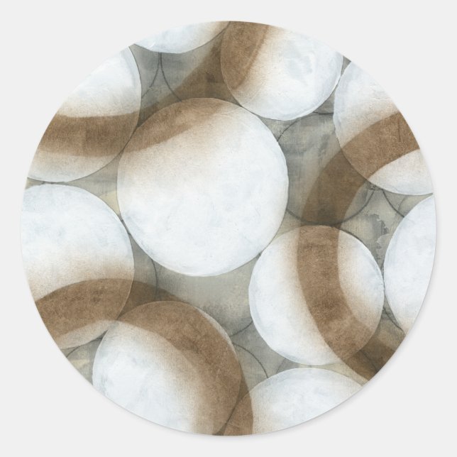 Weiße Orbs und braune Kreise Runder Aufkleber (Vorderseite)