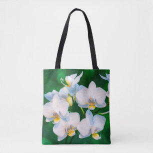 Weiße Orchidee auf Grün Tasche