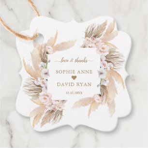 Weiße Orchidee BlusH Rose Pampas Grass Wedding Geschenkanhänger