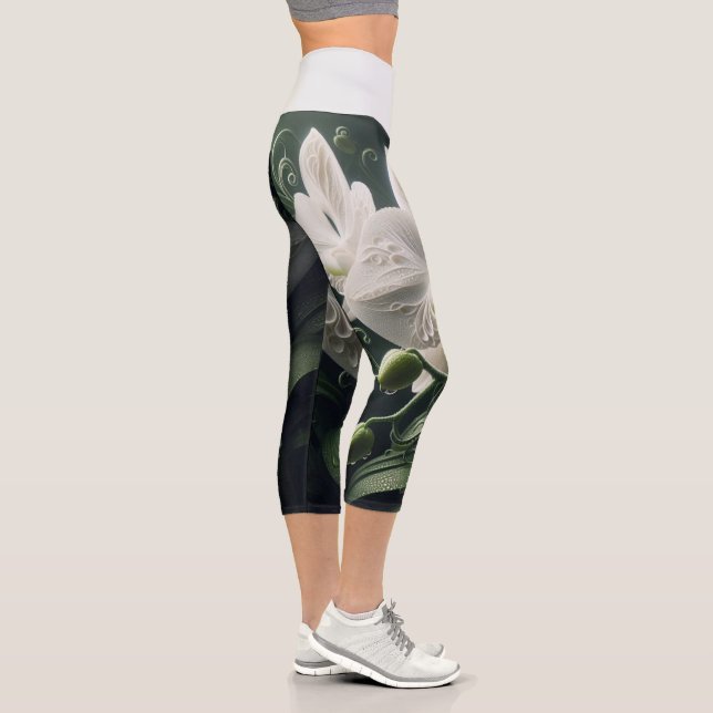 Weiße Orchidee Capri Leggings (Rechts)