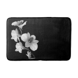 Weiße Orchidee für die Schwarzbadematte II Badematte