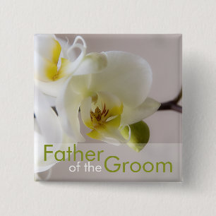 Weiße Orchidee • Hochzeits-Knopf Button