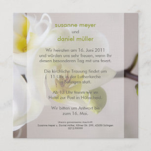 Weiße Orchidee • Hochzeitseinladung Einladung